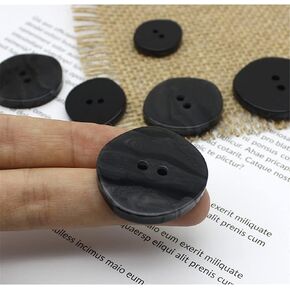 6 Pcs Irregular Resin Buttons 2 Hole Decorative Craft Supplies for Sewing (Black, 25mm)