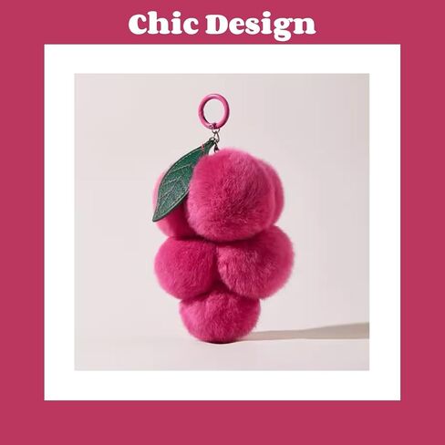 LEILA'S CHOICE Pom Pom Grape Keychain,Cute Stuffed Keychain, Cute Key Chain, Key Chain Accessories for Women, Purse Charms in Saudi Arabia