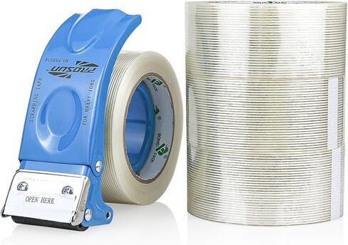 BOMEI PACK Strapping Tape 2Inch with Dispenser, Heavy Duty Fiberglass Reinforced Packing Tape with String for Moving and Shipping, 4Rolls x 5.5Mil x 35Yds, Total 140Yds in Saudi Arabia