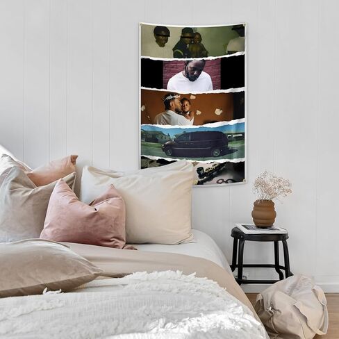 FrgMnt المغني كندريك نسيج الهيب هوب مغني الراب المفروشات للمنزل كلية النوم غرفة نوم جدار ديكور، ملون in Kuwait