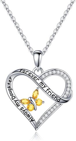 Iefil Daughter Gifts Butterfly Birthstone Necklaces, 925 Sterling Silver Butterfly Birthstone Jewelry Daughter Mothers Valentines Day Gifts Christmas Birthday Gifts for Daughter Girls in Saudi Arabia