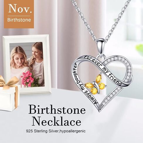 Iefil Daughter Gifts Butterfly Birthstone Necklaces, 925 Sterling Silver Butterfly Birthstone Jewelry Daughter Mothers Valentines Day Gifts Christmas Birthday Gifts for Daughter Girls in Saudi Arabia