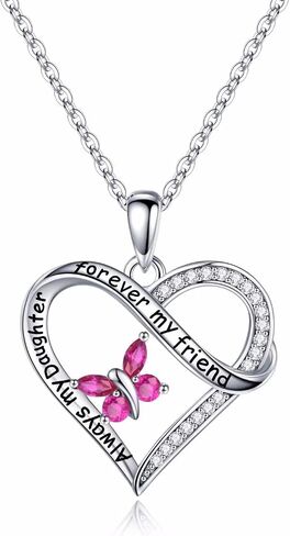 Iefil Daughter Gifts Butterfly Birthstone Necklaces, 925 Sterling Silver Butterfly Birthstone Jewelry Daughter Mothers Valentines Day Gifts Christmas Birthday Gifts for Daughter Girls in Saudi Arabia