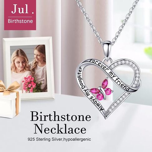 Iefil Daughter Gifts Butterfly Birthstone Necklaces, 925 Sterling Silver Butterfly Birthstone Jewelry Daughter Mothers Valentines Day Gifts Christmas Birthday Gifts for Daughter Girls in Saudi Arabia