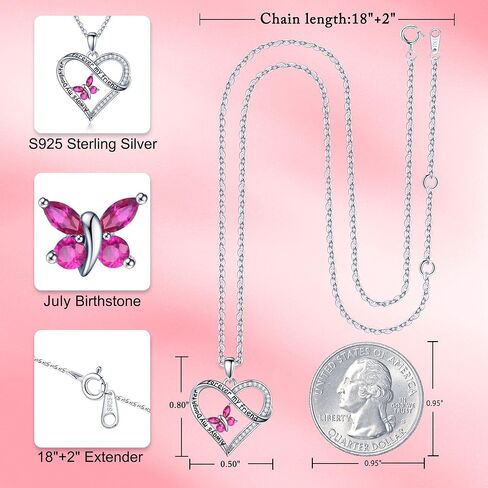 Iefil Daughter Gifts Butterfly Birthstone Necklaces, 925 Sterling Silver Butterfly Birthstone Jewelry Daughter Mothers Valentines Day Gifts Christmas Birthday Gifts for Daughter Girls in Saudi Arabia