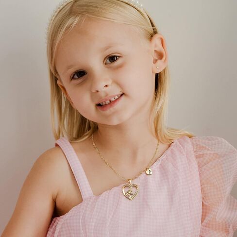 Unicorn Necklaces for Girls, 14K Gold/White Gold/Rose Gold Plated Colorful CZ Heart Pendant Unicorn Necklace Jewelry Toddler Necklaces Letter Initial Necklaces for Teen Girls Unicorn Gifts for Girls in Saudi Arabia