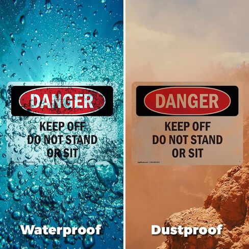 (2 Pack) Keep Off Do Not Stand Or Sit OSHA Danger Sign 5 Inch X 3.5 Inch Vinyl Label Decal Sticker Weather Resistant, UV Protected for Workplace, Business, and Construction Site, Made in the USA in Saudi Arabia