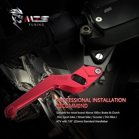 MZS Blue 7/8 Levers, Hydraulic Brake Clutch Lever Set Master Cylinder Reservoir Wheel Adjustable Short CNC Universal Compatible with Motorcycle Street Sport Dirt Bike Scooter ATV in Saudi Arabia