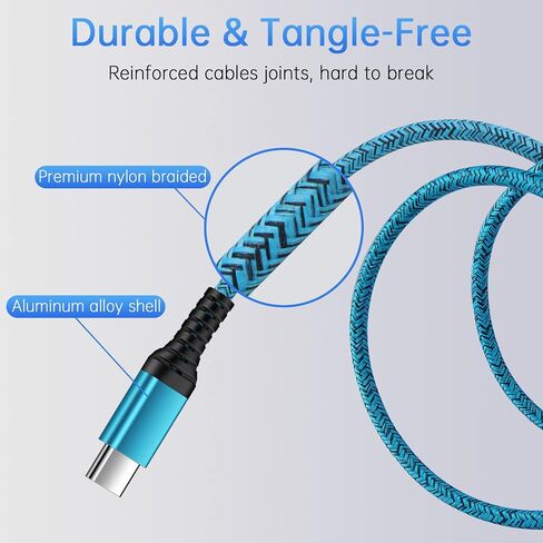 كابل شاحن USB A إلى USB C بطول 10 أقدام/3 عبوات لسيارة iPhone 15/15 Pro/15 Pro Max/15 Plus، سلك شاحن Android من النوع C شحن سريع لهاتف Samsung Galaxy A05S/A54/A53/A14/A13/A03S/S23 S22 الترا/S21/S20 in Kuwait