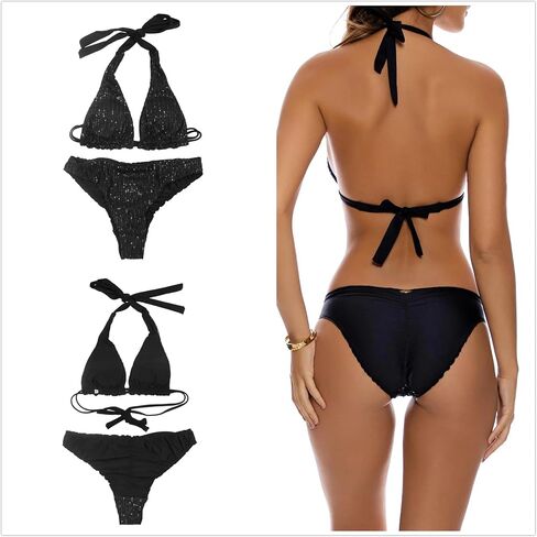 Women Sexy Sequin Bikini Set Glitter Bathing Suit Sexy Push Up Swimsuit Beachwear in Saudi Arabia