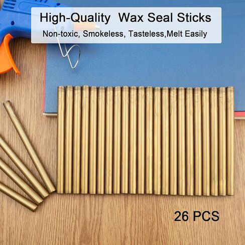 26-Piece 7mm Mini Wax Seal Sticks for Glue Guns – Elegant Sealing for Wedding Invitations, Greeting Cards, Wine Bottles & DIY Crafts （Champagne Gold） in Saudi Arabia