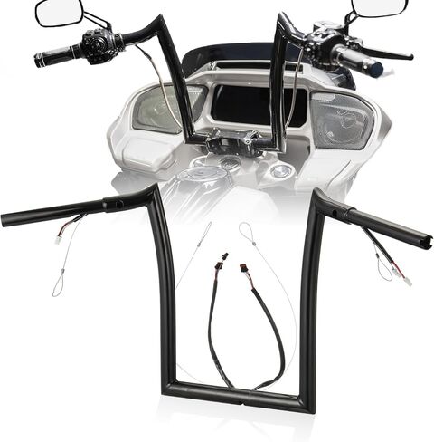 مقاود Rise Ape Hangers Road Glide مقاس 16 بوصة لـ Harley 2014-up Road Glide/Road Glide Special/Road Glide Ultra 1.25 بوصة Meathook Bar سلك CAN-Bus سلكي مسبقًا وخط توجيه، أسود in Saudi Arabia