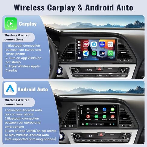 ستيريو سيارة SIXWIN Android 13 لسيارة Hyundai Sonata 2015-2017 شاشة لمس 9 بوصة مع CarPlay اللاسلكي Android Auto Mirror Link 2G+32G بلوتوث FM 26UI WiFi EQ GPS Navigation كاميرا احتياطية MIC... in Saudi Arabia