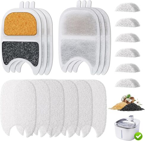 فلتر نافورة المياه للقطط، 6 عبوات من الفلاتر البديلة لفلتر نافورة الحيوانات الأليفة المتوافقة مع نافورة المياه للقطط سعة 135 أونصة/4 لتر in Kuwait