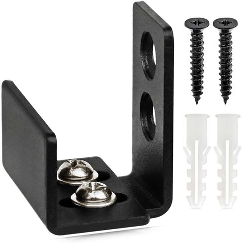 Adjustable Barn Door Floor Guide, Slide-Less Flush Design Sliding Barn Door Hardware, Aluminum Sliding Door Track Hardware for Bottom Roller, No Hygienic Corners, Toe-Friendly (Black) in Saudi Arabia