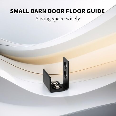Adjustable Barn Door Floor Guide, Slide-Less Flush Design Sliding Barn Door Hardware, Aluminum Sliding Door Track Hardware for Bottom Roller, No Hygienic Corners, Toe-Friendly (Black) in Saudi Arabia