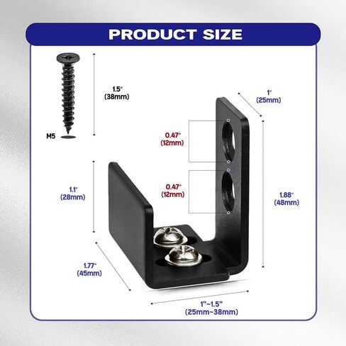 Adjustable Barn Door Floor Guide, Slide-Less Flush Design Sliding Barn Door Hardware, Aluminum Sliding Door Track Hardware for Bottom Roller, No Hygienic Corners, Toe-Friendly (Black) in Saudi Arabia