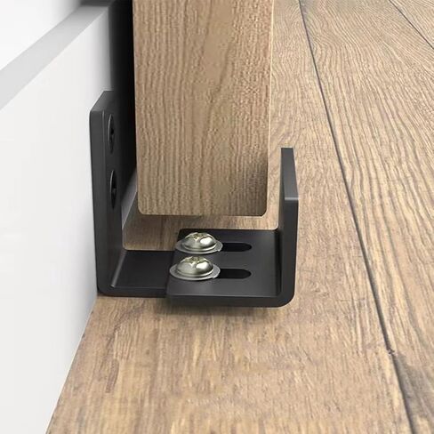 Adjustable Barn Door Floor Guide, Slide-Less Flush Design Sliding Barn Door Hardware, Aluminum Sliding Door Track Hardware for Bottom Roller, No Hygienic Corners, Toe-Friendly (Black) in Saudi Arabia