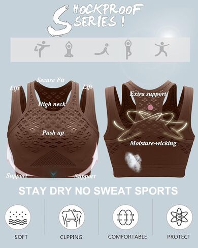 RUNNING GIRL Sports Bras for Women High Support,Seamless Ribbed Longline High Neck Sports Bra Racerback Padded Crop Top Yoga in Saudi Arabia