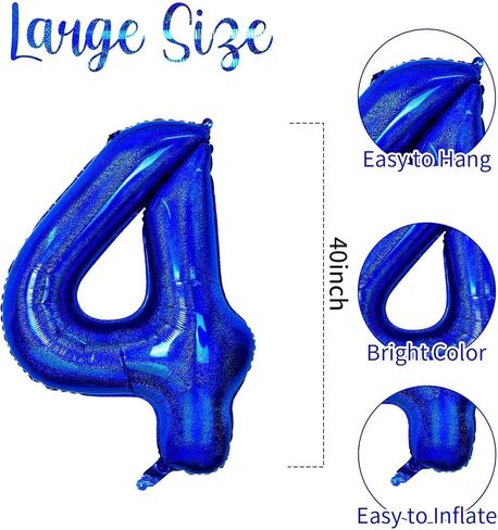 رقم 6 بالون 40 بوصة، بالون أزرق داكن كبير الحجم، رقم 6 بالونات من رقائق معدنية عملاقة، بالونات هيليوم عيد الميلاد السادس للأطفال الأولاد والبنات ديكورات حفلات أعياد الميلاد ومناسبات الذكرى السنوية للزفاف in Kuwait