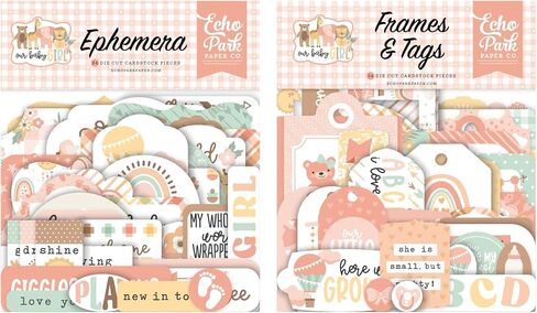 Echo Park Paper Collection Bundle: Our Baby Girl Ephemera + Our Baby Girl Frames & Tags Ephemera in Saudi Arabia