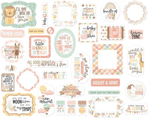 Echo Park Paper Collection Bundle: Our Baby Girl Ephemera + Our Baby Girl Frames & Tags Ephemera in Saudi Arabia