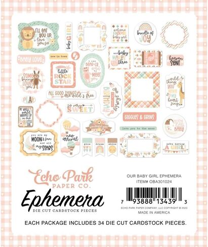 Echo Park Paper Collection Bundle: Our Baby Girl Ephemera + Our Baby Girl Frames & Tags Ephemera in Saudi Arabia