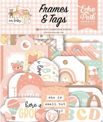 Echo Park Paper Collection Bundle: Our Baby Girl Ephemera + Our Baby Girl Frames & Tags Ephemera in Saudi Arabia