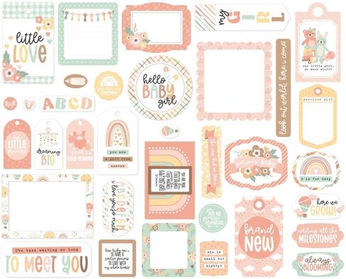 Echo Park Paper Collection Bundle: Our Baby Girl Ephemera + Our Baby Girl Frames & Tags Ephemera in Saudi Arabia