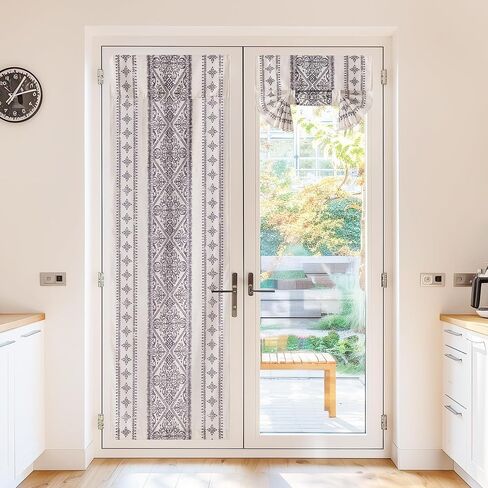 NICETOWN Boho Door Curtain for Window, Farmhouse Linen Door Shade for Living Room Bedroom Self Adhesive Door Blind for Sidelight Window, Rod Pocket Tie Up Shade, 26 x 72 Inch Long, 1 Panel, Angora in Saudi Arabia