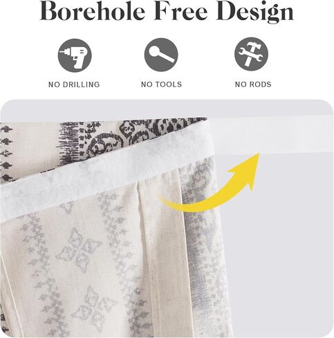NICETOWN Boho Door Curtain for Window, Farmhouse Linen Door Shade for Living Room Bedroom Self Adhesive Door Blind for Sidelight Window, Rod Pocket Tie Up Shade, 26 x 72 Inch Long, 1 Panel, Angora in Saudi Arabia