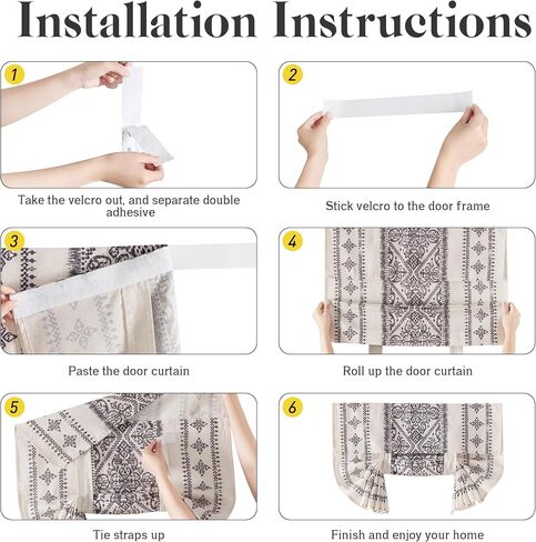 NICETOWN Boho Door Curtain for Window, Farmhouse Linen Door Shade for Living Room Bedroom Self Adhesive Door Blind for Sidelight Window, Rod Pocket Tie Up Shade, 26 x 72 Inch Long, 1 Panel, Angora in Saudi Arabia