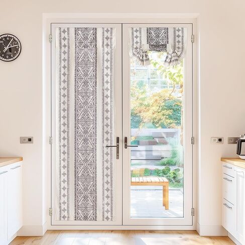 NICETOWN Boho Door Curtain for Window, Farmhouse Linen Door Shade for Living Room Bedroom Self Adhesive Door Blind for Sidelight Window, Rod Pocket Tie Up Shade, 26 x 72 Inch Long, 1 Panel, Angora in Saudi Arabia