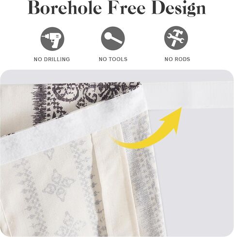 NICETOWN Boho Door Curtain for Window, Farmhouse Linen Door Shade for Living Room Bedroom Self Adhesive Door Blind for Sidelight Window, Rod Pocket Tie Up Shade, 26 x 72 Inch Long, 1 Panel, Angora in Saudi Arabia