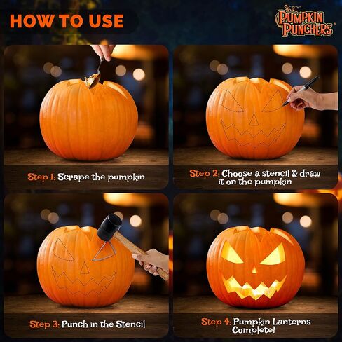 Pumpkin carving kit for kids | Pumpkin carving tools | Pumpkin carving stencils | Pumpkin carver kit | safe pumpkin tools (24 pieces) in Saudi Arabia