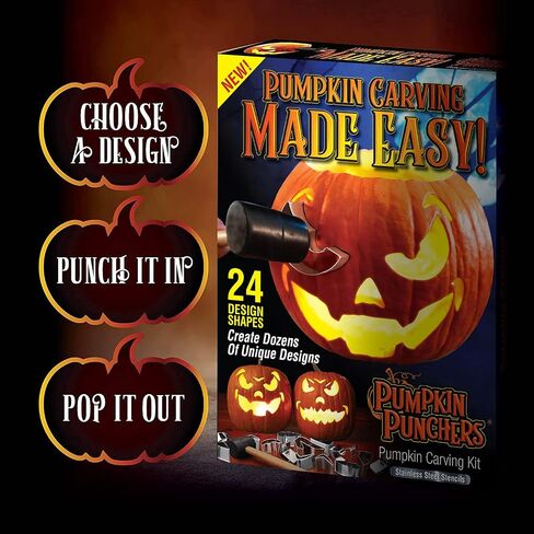 Pumpkin carving kit for kids | Pumpkin carving tools | Pumpkin carving stencils | Pumpkin carver kit | safe pumpkin tools (24 pieces) in Saudi Arabia