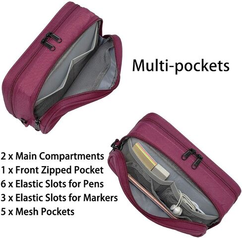 Pencil Case, Chasechic Large Pen Pouch Holder with Double Zipped Compartment and Wristlet for School Office Yellow in Saudi Arabia