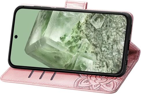 Wallet Case for Google Pixel 8A,PU Leather Flip Protective Phone Case Wrist Strap Card Slots Holder Pocket Emboss Butterfly Flower Stand Case for Google Pixel 8A Black in Saudi Arabia