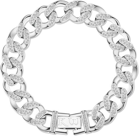 سوار King Will للرجال - سلسلة ربط كوبية سوداء/فضية مرصعة بالزركونيا المكعبة للارتداء اليومي وملاءمة مريحة in Kuwait