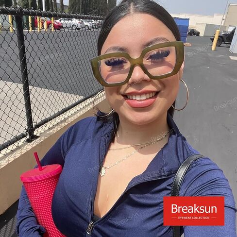 Breaksun Thick Frame Blue Light Glasses for Women Men Fashion Oversized Square Computer Gaming Eyeglasses in Saudi Arabia