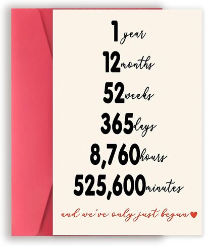 YiKaLus Happy 1st Wedding Anniversary Card for Him Her, Funny One Year Aday Gift for Boyfriend Girlfriend, 1 Year Anniversary Card for Husband Wife, Best Paper Aday Gift Ideas for Couple in Saudi Arabia