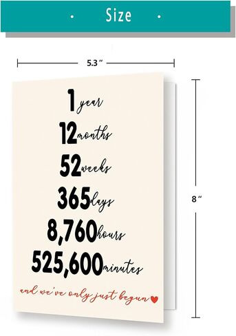 YiKaLus Happy 1st Wedding Anniversary Card for Him Her, Funny One Year Aday Gift for Boyfriend Girlfriend, 1 Year Anniversary Card for Husband Wife, Best Paper Aday Gift Ideas for Couple in Saudi Arabia