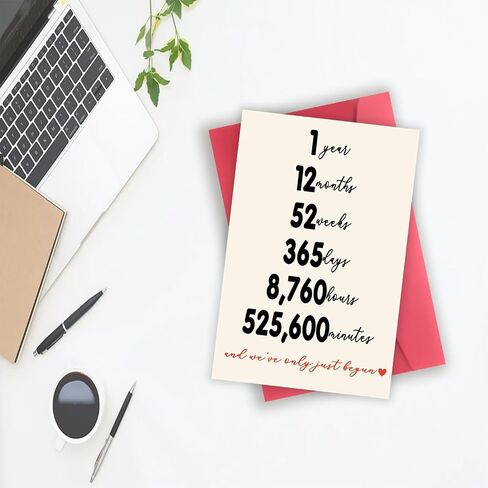 YiKaLus Happy 1st Wedding Anniversary Card for Him Her, Funny One Year Aday Gift for Boyfriend Girlfriend, 1 Year Anniversary Card for Husband Wife, Best Paper Aday Gift Ideas for Couple in Saudi Arabia