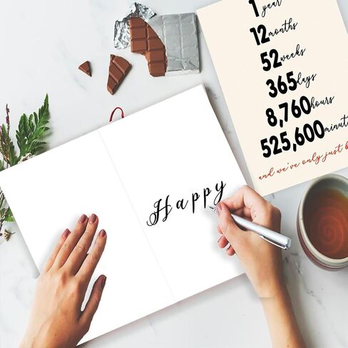 YiKaLus Happy 1st Wedding Anniversary Card for Him Her, Funny One Year Aday Gift for Boyfriend Girlfriend, 1 Year Anniversary Card for Husband Wife, Best Paper Aday Gift Ideas for Couple in Saudi Arabia