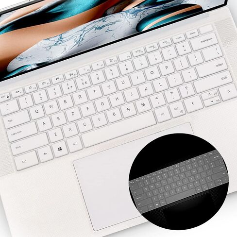 2 Pack Keyboard Cover for 15.6" Dell XPS 15 9500 9510 9520, 17.3" Dell XPS 17 9700 9710 9720 Laptop Keyboard Cover Protective Skin, Dell XPS 15 17 Accessories (Black+Clear) in Kuwait