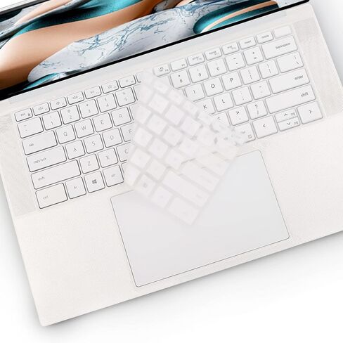 2 Pack Keyboard Cover for 15.6" Dell XPS 15 9500 9510 9520, 17.3" Dell XPS 17 9700 9710 9720 Laptop Keyboard Cover Protective Skin, Dell XPS 15 17 Accessories (Black+Clear) in Kuwait