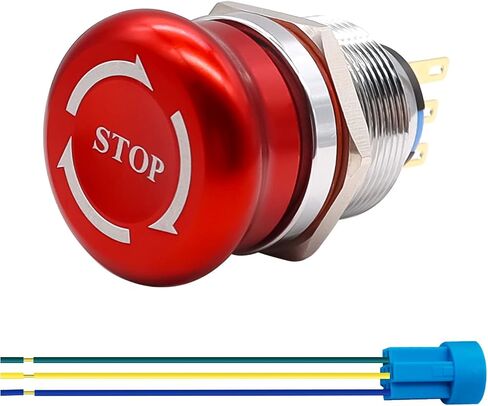 mxuteuk 22mm Emergency Stop Push Button Switch Stainless Steel Metal Latching Switch 12-220V 3A 1NO 1NC with Connection Plug MXU-XT-CT-2 in Saudi Arabia
