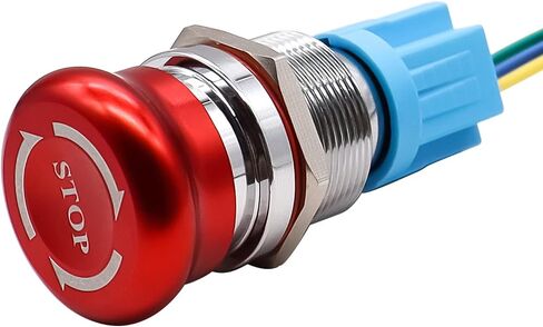 mxuteuk 22mm Emergency Stop Push Button Switch Stainless Steel Metal Latching Switch 12-220V 3A 1NO 1NC with Connection Plug MXU-XT-CT-2 in Saudi Arabia