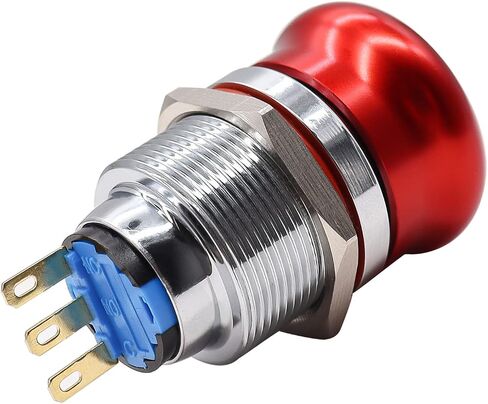 mxuteuk 22mm Emergency Stop Push Button Switch Stainless Steel Metal Latching Switch 12-220V 3A 1NO 1NC with Connection Plug MXU-XT-CT-2 in Saudi Arabia