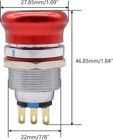 mxuteuk 22mm Emergency Stop Push Button Switch Stainless Steel Metal Latching Switch 12-220V 3A 1NO 1NC with Connection Plug MXU-XT-CT-2 in Saudi Arabia